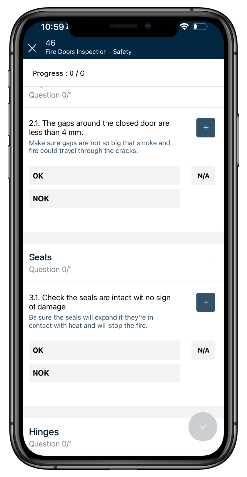 Execute mobile inspections Aproplan
