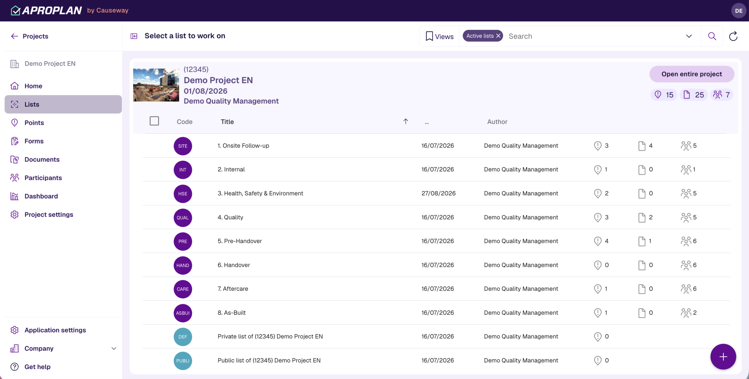 lists overview